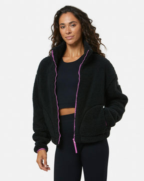 Women's Industry Fleece High Collar Jacket | Black