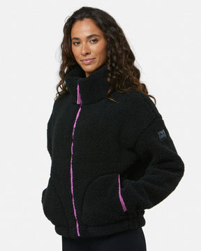 Women's Industry Fleece High Collar Jacket | Black