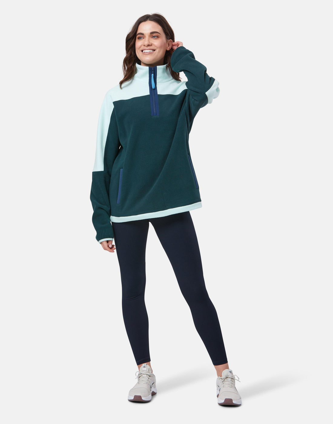 Unisex Half Zip Polar Fleece | Moss Green