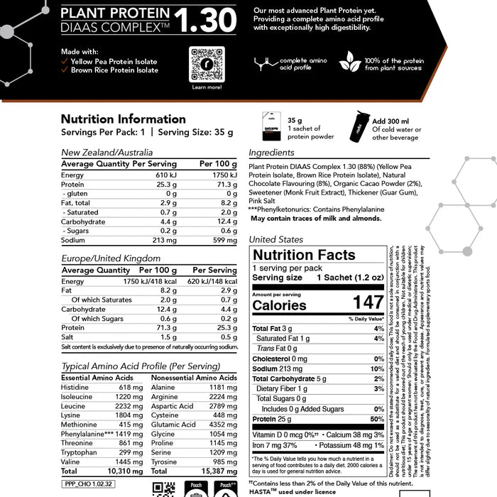 Plant Protein DIAAS Complex 1.3 - Pouch (35g) | Chocolate