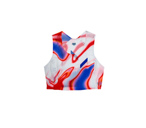 Women's Crop Race Vest | White/Blue/Red Swirl (HK Exclusive)