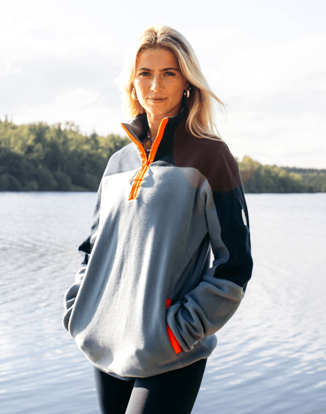 Unisex Half Zip Polar Fleece | Stone Blue